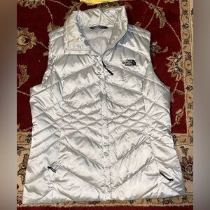 Silver north face puffer vest